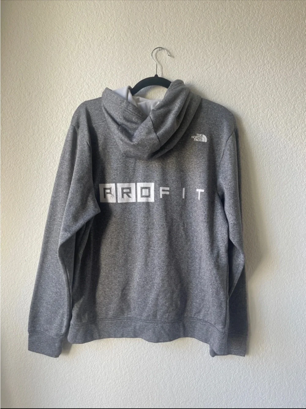 The North Face Men's Heather Gray Pullover Hoodie with White Logo